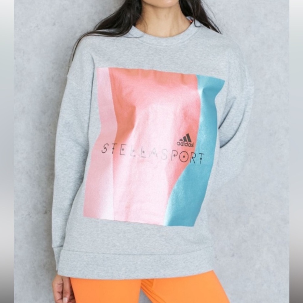StellaSport Adidas x Stella McCartney Metallic Foil Graphic Crewneck Sweatshirt